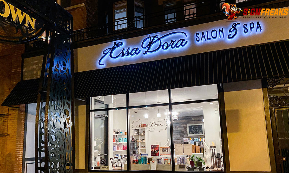 Essa Dora Salon - Halo Illuminated Channel Letters