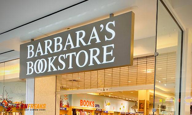 Barbara’s Bookstore- CNC Router Push Through Acrylic Sign (Woodfield Mall)