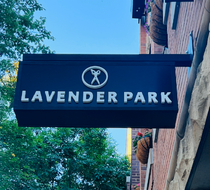 Blade sign at Lavender Park by SignFreaks, enhancing park entrance visibility.