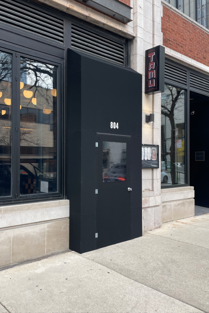 Windscreens for Tamu Chicago by SignFreaks, designed for restaurant patios.