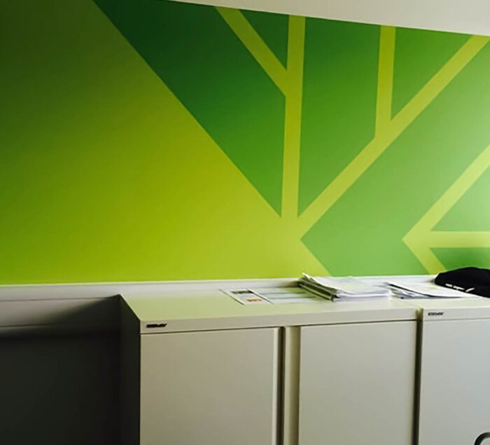 Wall wrap in Chicago by SignFreaks, transforming interiors for offices or retail.