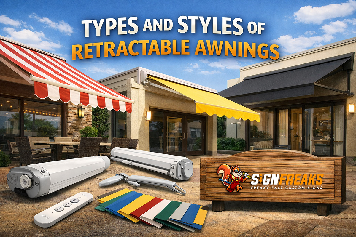 Explore types of retractable awnings, styles, and features to choose the right shade solution for your space. Expert guide by SignFreaks.