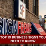 A guide displaying different types of professional business signs and their best strategic uses for companies.