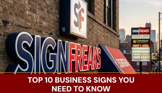 A guide displaying different types of professional business signs and their best strategic uses for companies.