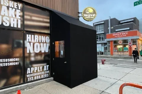 Vestibules installed at Dave Sushi in Chicago by SignFreaks, showcasing custom entrance solutions.