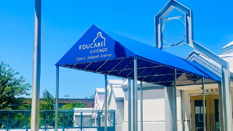 Educare Enterance Canopy Chicago, built and installed by SignFreaks