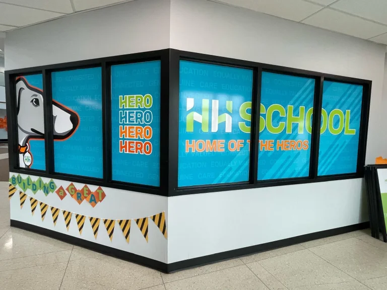 Helping Hand School Window Wrap Vinyl in Chicago, built and installed by SignFreaks