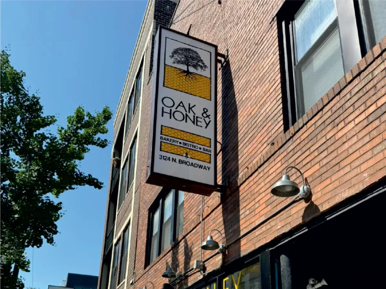 Oak Honey Blade Sign Chicago, built and installed by SignFreaks