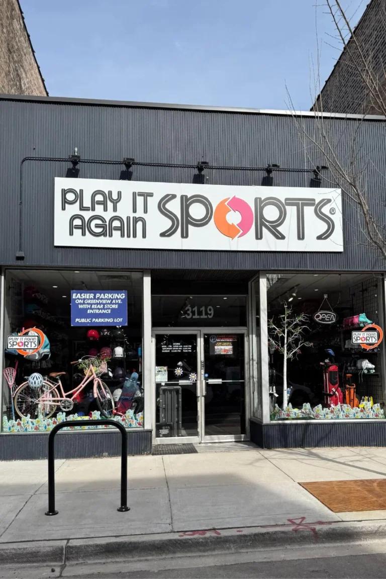 Play It Again Sports custom sign board installed in Chicago storefront
