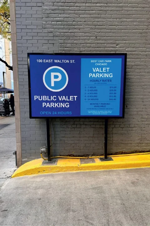 Public Valet Parking monument sign installed in Chicago