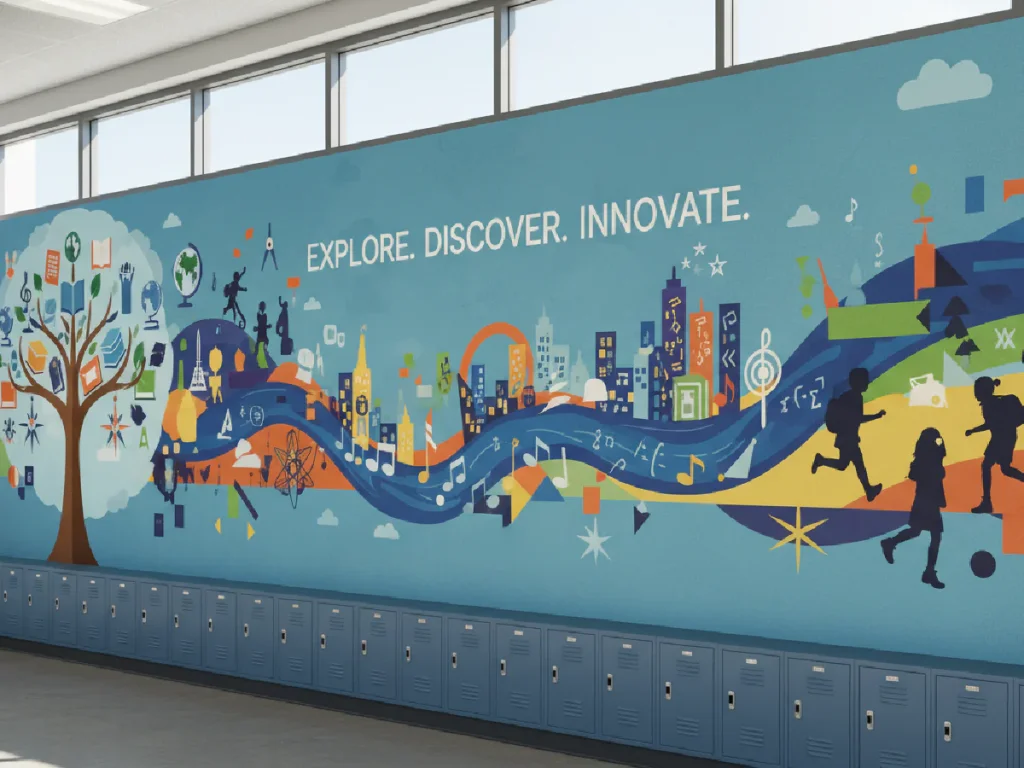 Wall wraps in Chicago by SignFreaks, transforming school spaces.