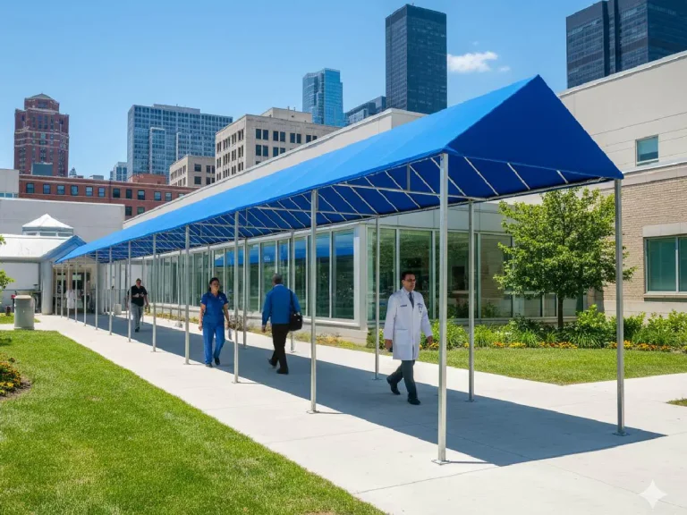 Walkway Canopy in Chicago, built and installed by SignFreaks